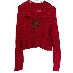 Carina Red Knitted Long Sleeve Sweater. Size Large. Vintage